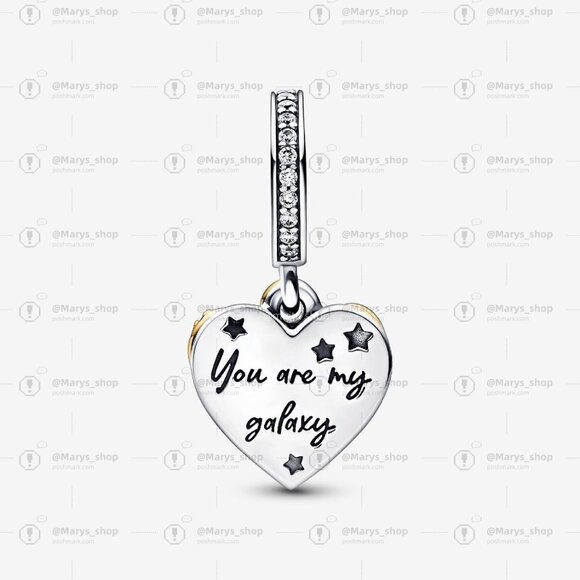 Pandora Shooting Star Hearts Double Dangle Charm - Picture 2 of 5